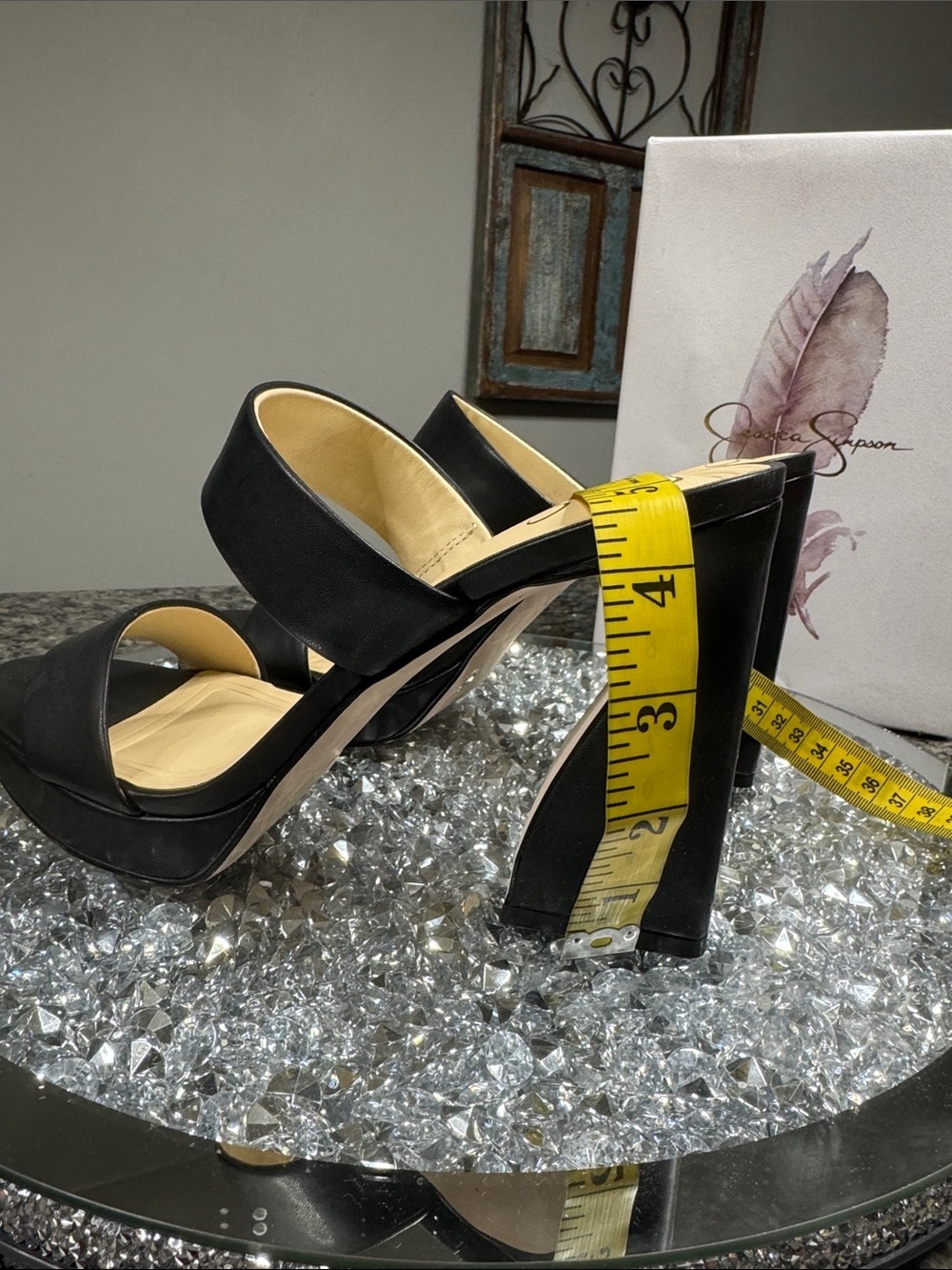 Jessica Simpson Dizza Black Double-Band Platform Block Heels NEW 9.5 - Picture 12 of 14